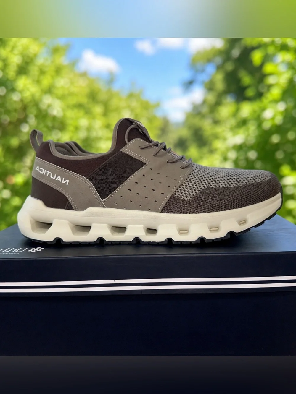 Nautica ZER Ortholite Men’s Sneakers 8.5 Charcoal Mesh Comfort Athletic Shoes
